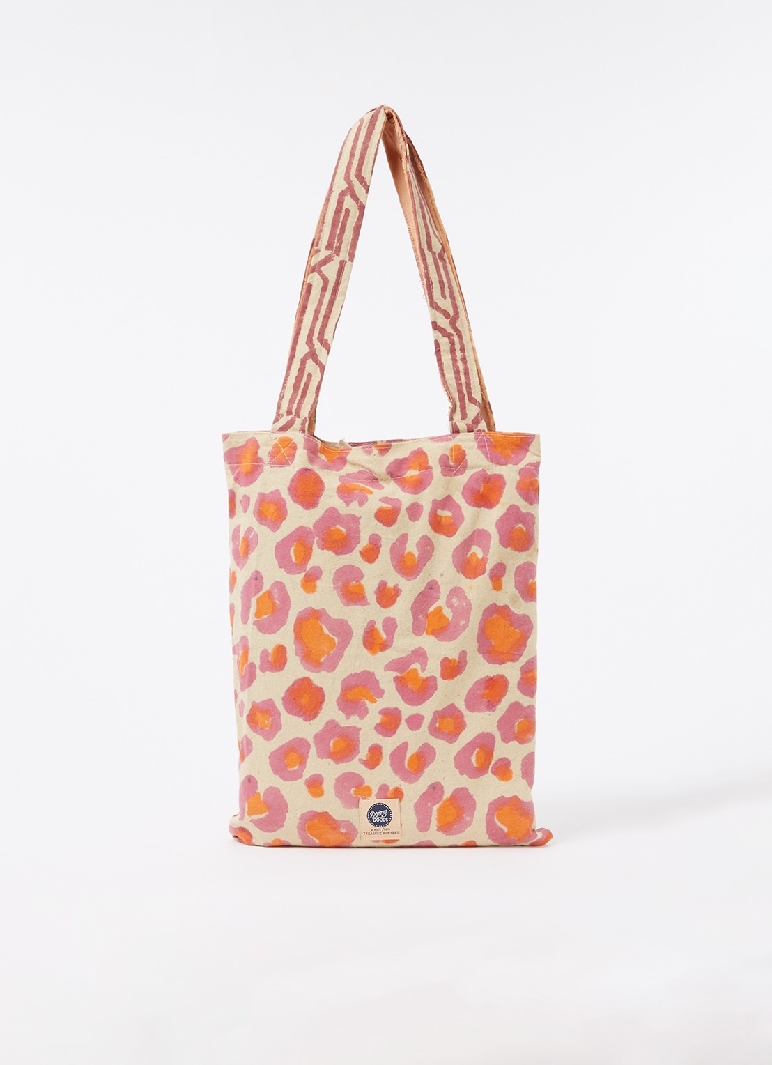 Doing Goods Pink Leopard plaid van katoen 220 x 270 cm - voorkant 2 roze