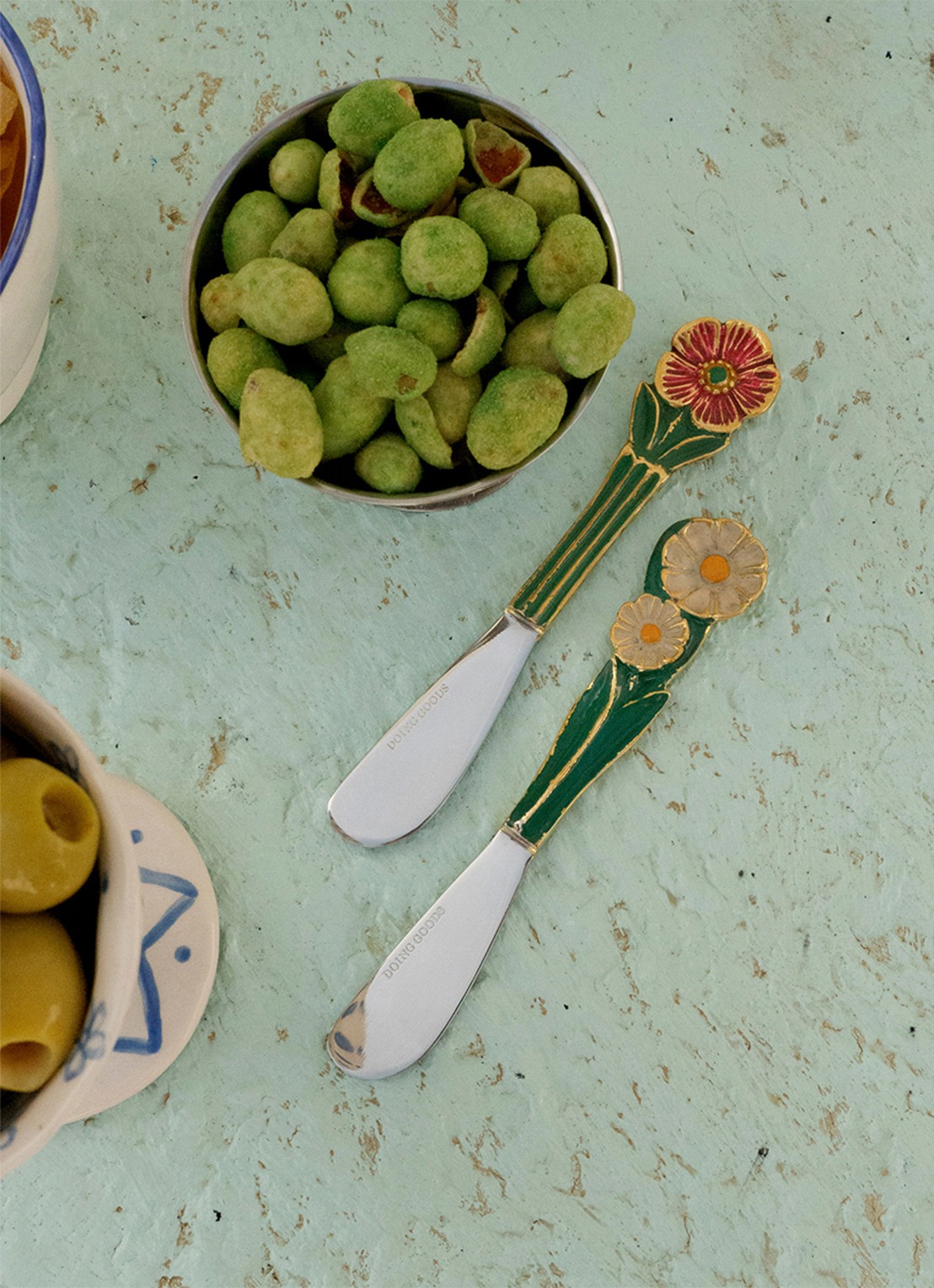 Doing Goods Posy botermes set van 2 - voorkant 6 groen