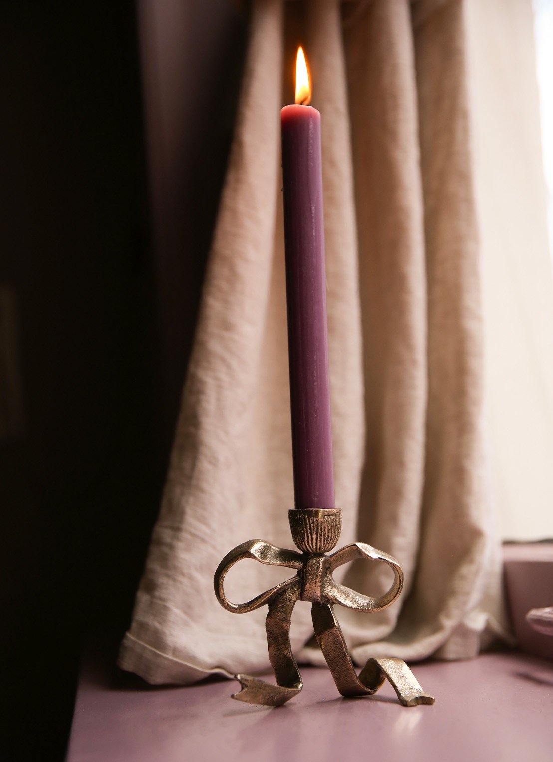 Doing Goods Riley Ribbon kandelaar 10 cm - voorkant 2 goud