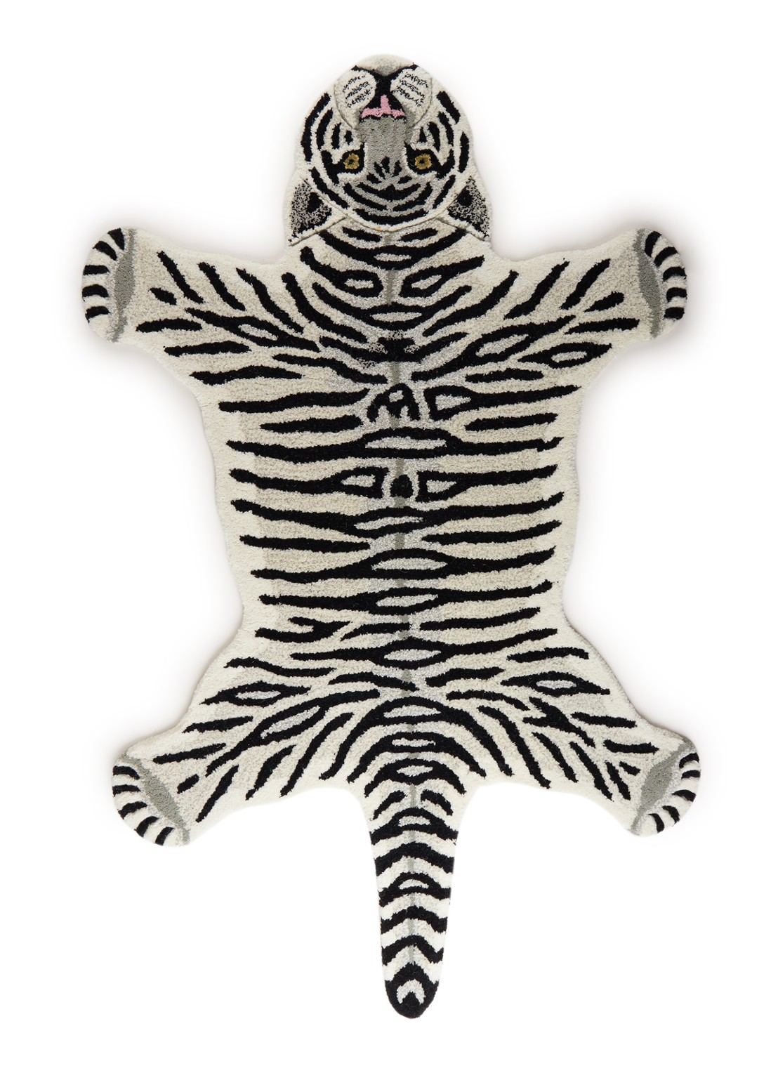 Doing Goods Snowy Tiger Large vloerkleed 150 x 90 cm - voorkant 2 zwart