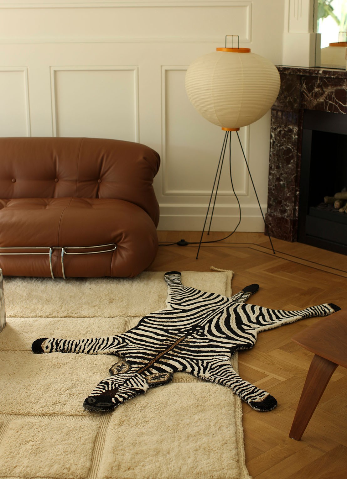 Doing Goods Stripey Zebra vloerkleed 153 x 110 cm - voorkant 4 zwart