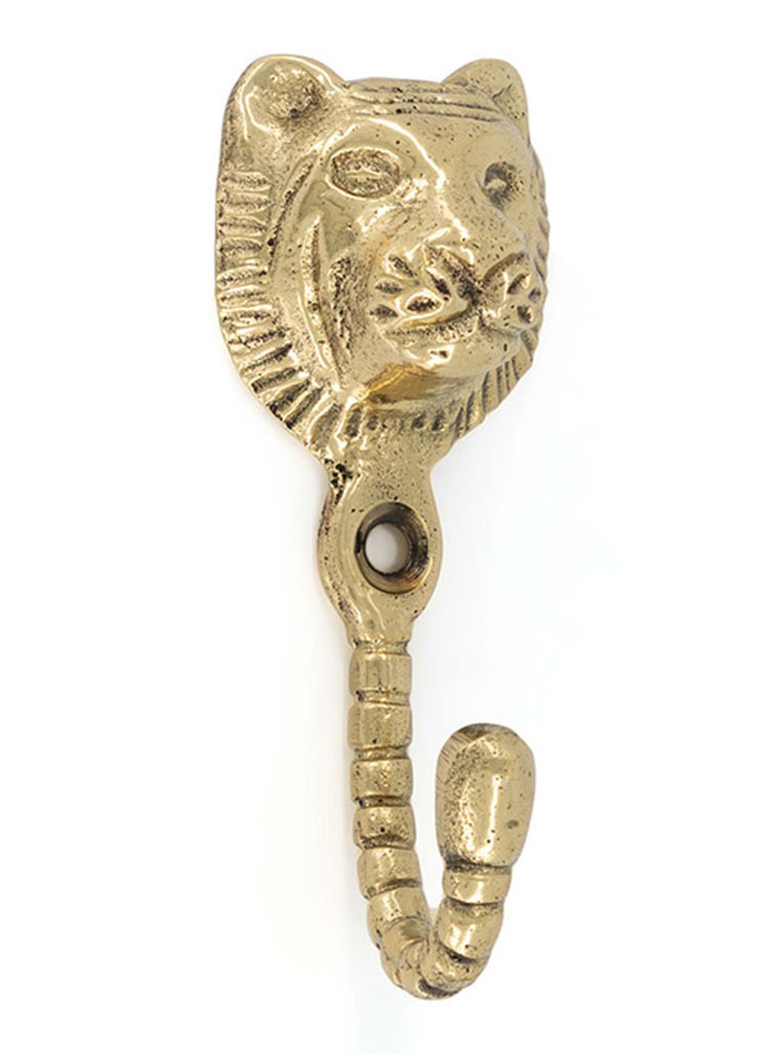 Doing Goods Sunshine Tiger kapstokhaak 8 cm - voorkant messing