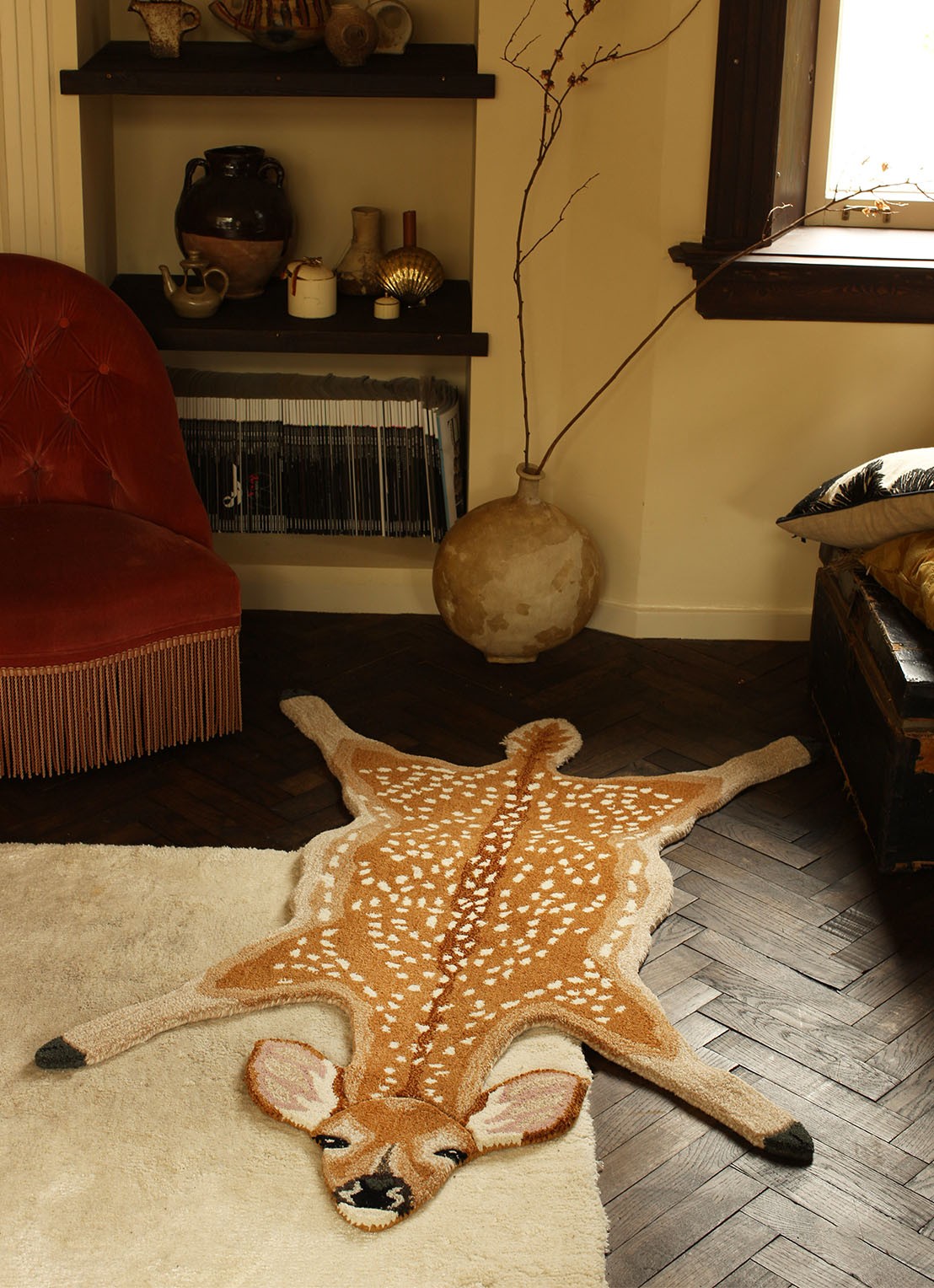 Doing Goods Tapis Amis Francis Hert Large vloerkleed 150 x 96 cm - voorkant 2 bruin
