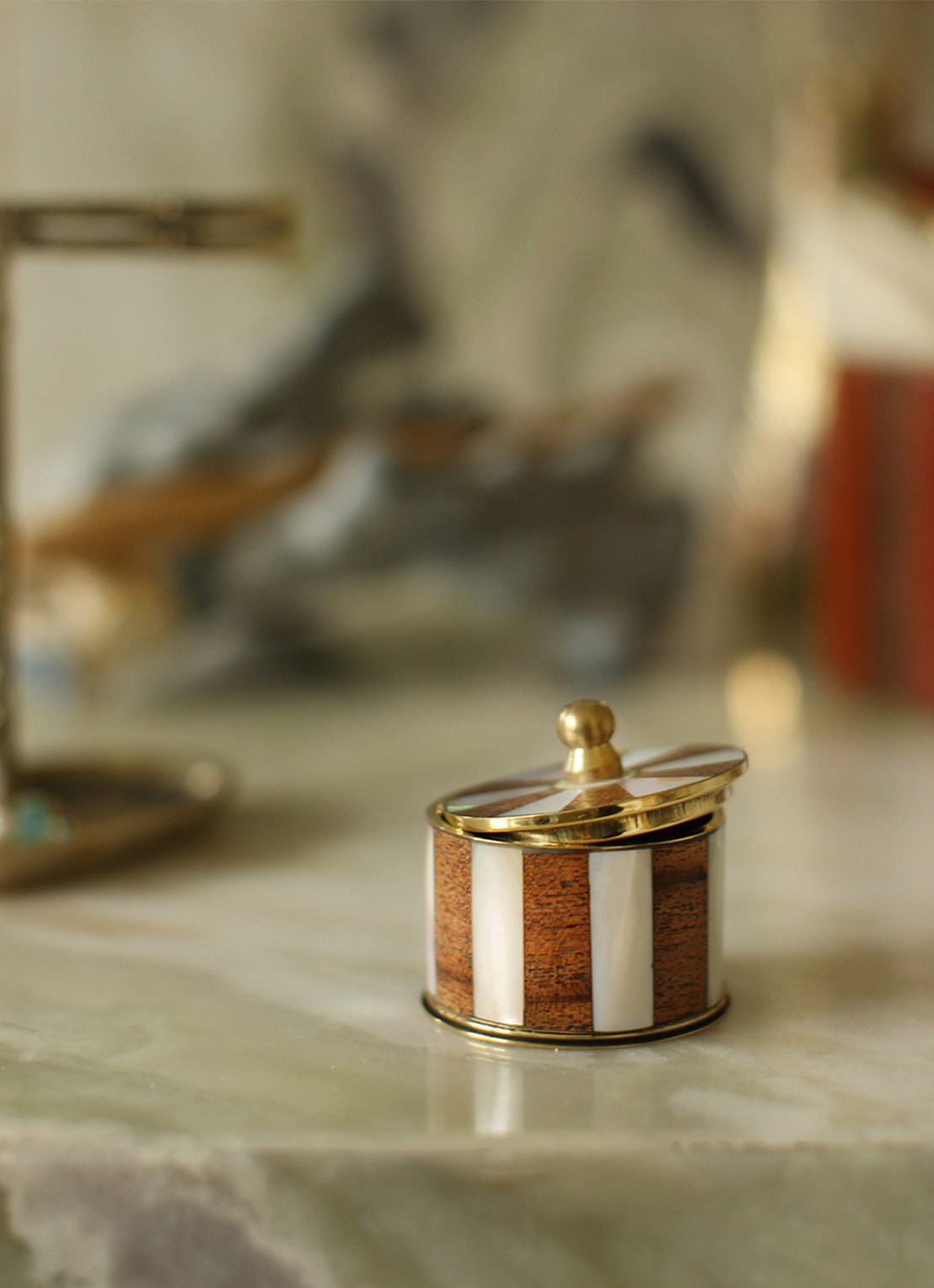 Doing Goods Woody Striped Circus opbergdoos 3,8 cm - detail 3 wit
