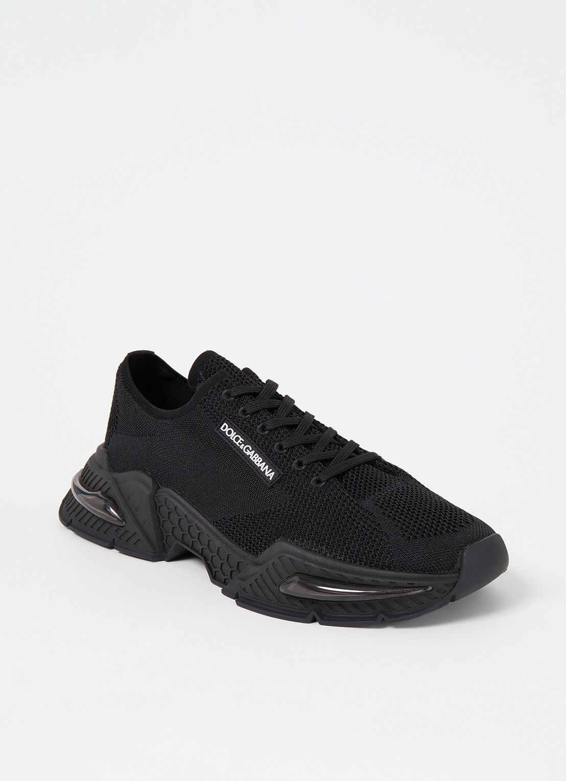 Dolce & Gabbana Airmaster sneaker met gebreid bovenwerk - voorkant zwart