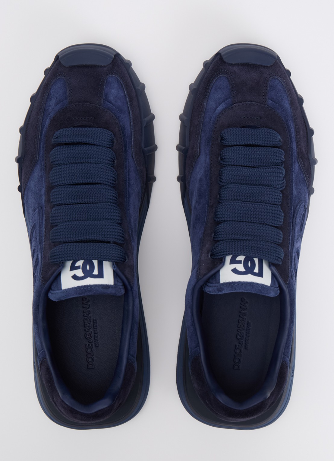 Dolce & Gabbana Athletic sneakers van kalfssuède - detail 4 donkerblauw