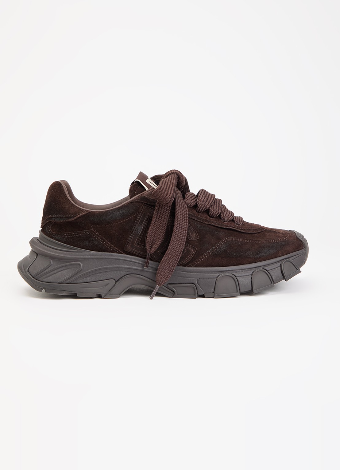 Dolce & Gabbana Country Road sneaker van kalfssuède met logo - voorkant 6 donkerbruin