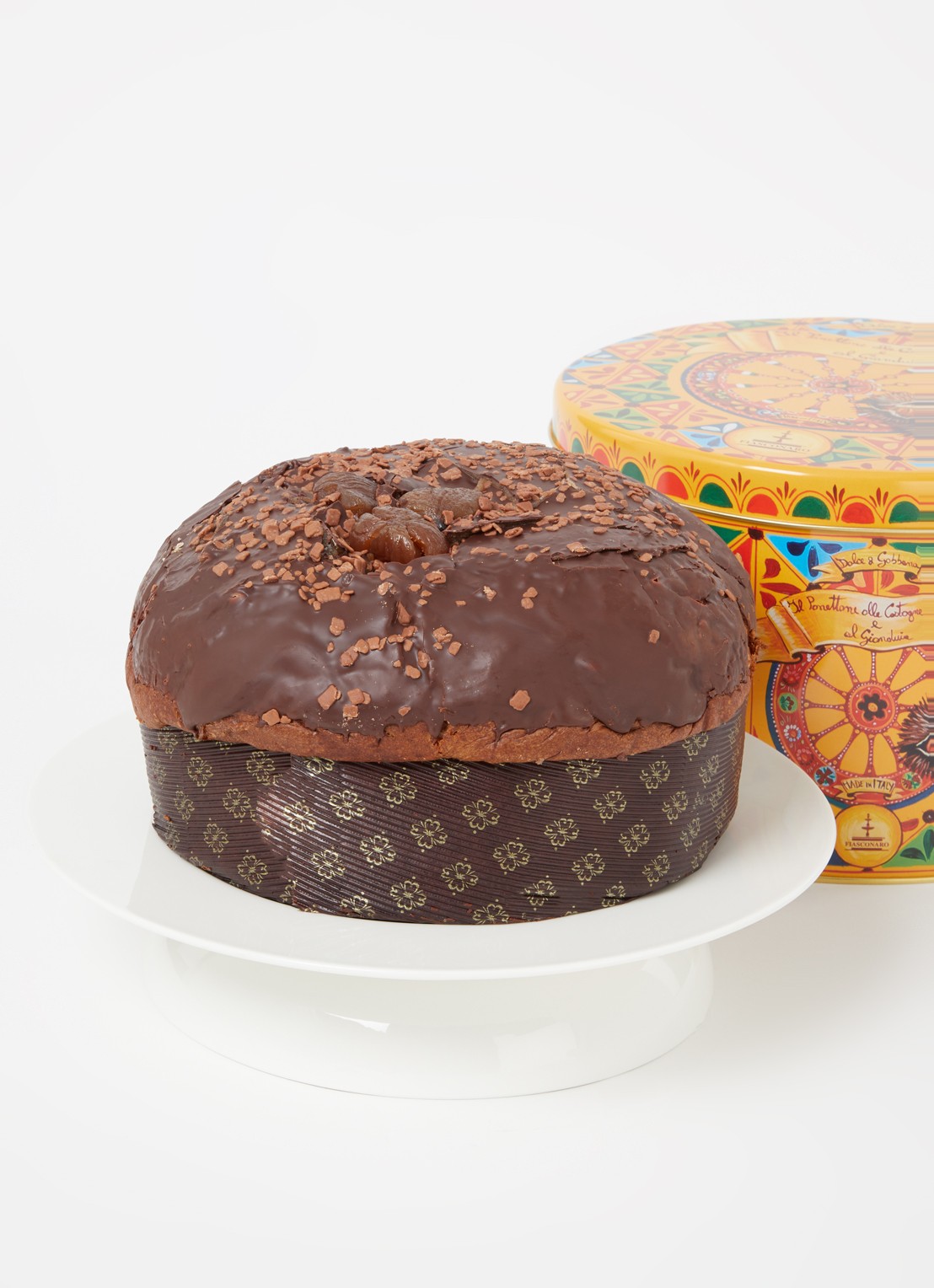 Dolce & Gabbana Fiasconaro panettone met gekonfijte kastanjes en gianduja-chocolade, bedekt met kastanjepuree en pure chocolade in bewaarblik 1 kg - detail 2 undefined