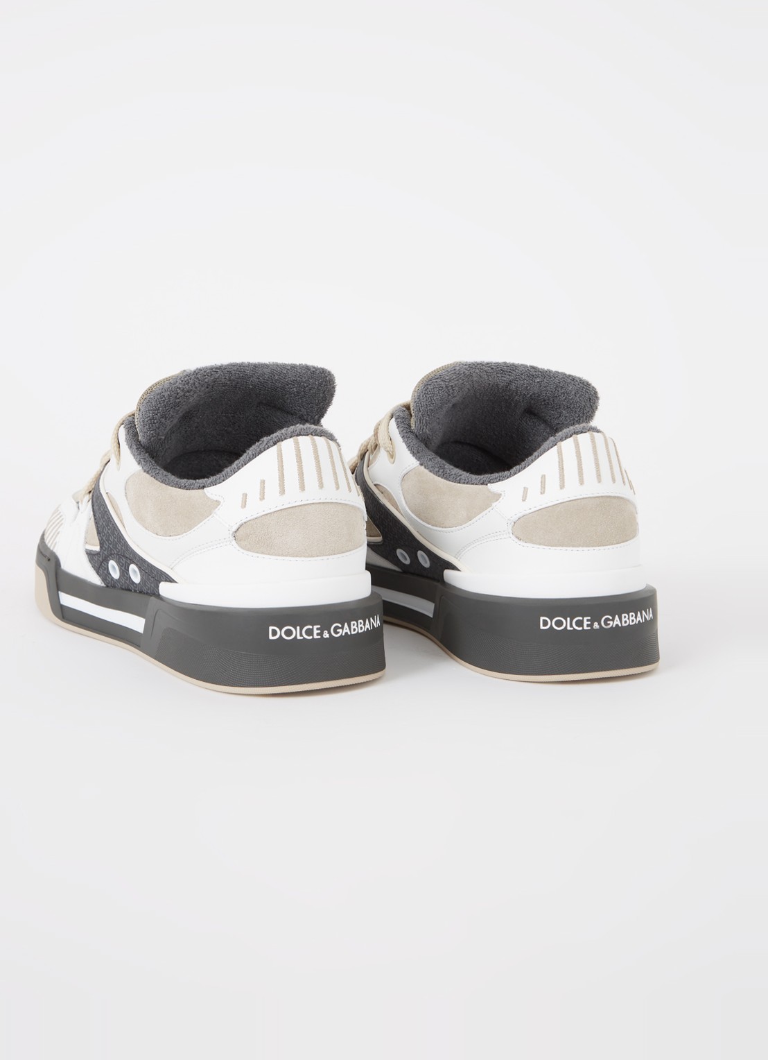 Dolce & Gabbana New Roma Skate sneaker van kalfsleer met kalfssuède details - detail 2 donkerbeige
