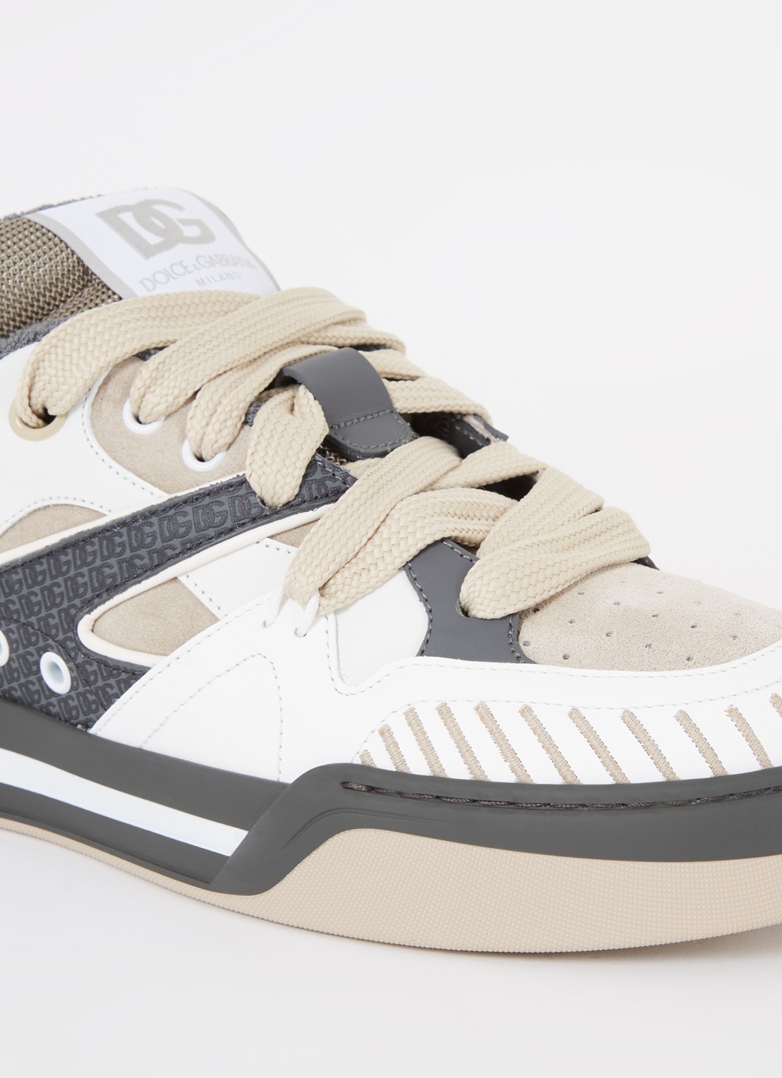 Dolce & Gabbana New Roma Skate sneaker van kalfsleer met kalfssuède details - detail 4 donkerbeige