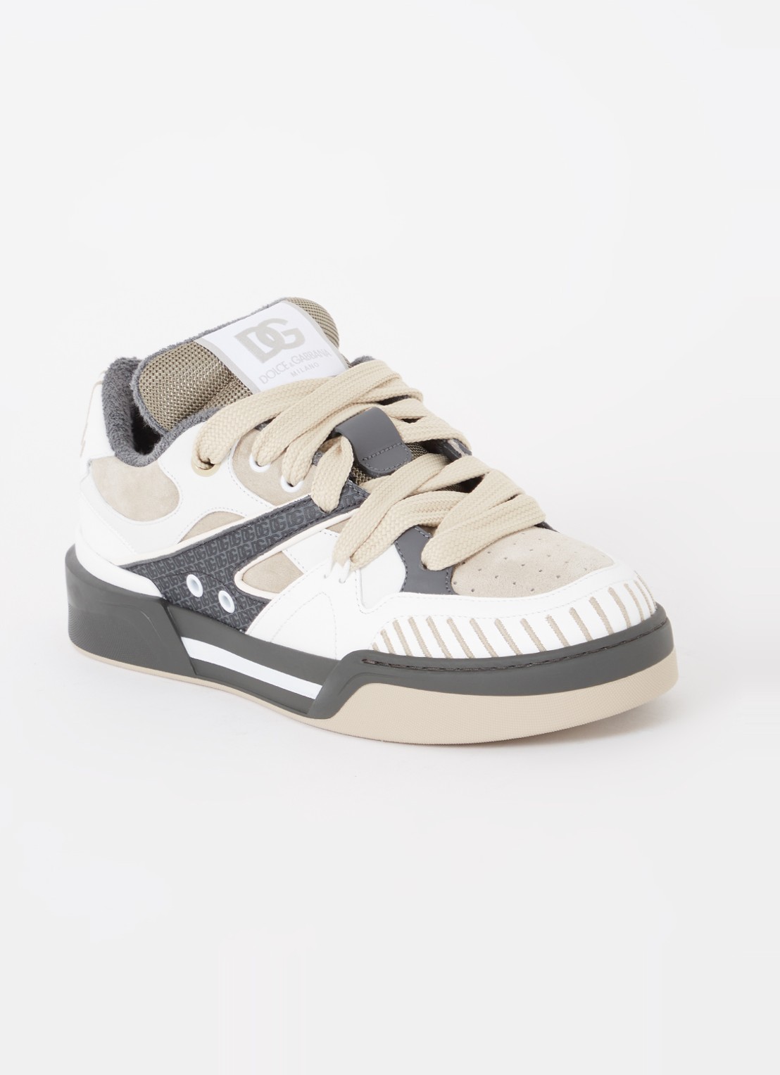 Dolce & Gabbana New Roma Skate sneaker van kalfsleer met kalfssuède details - voorkant 6 donkerbeige