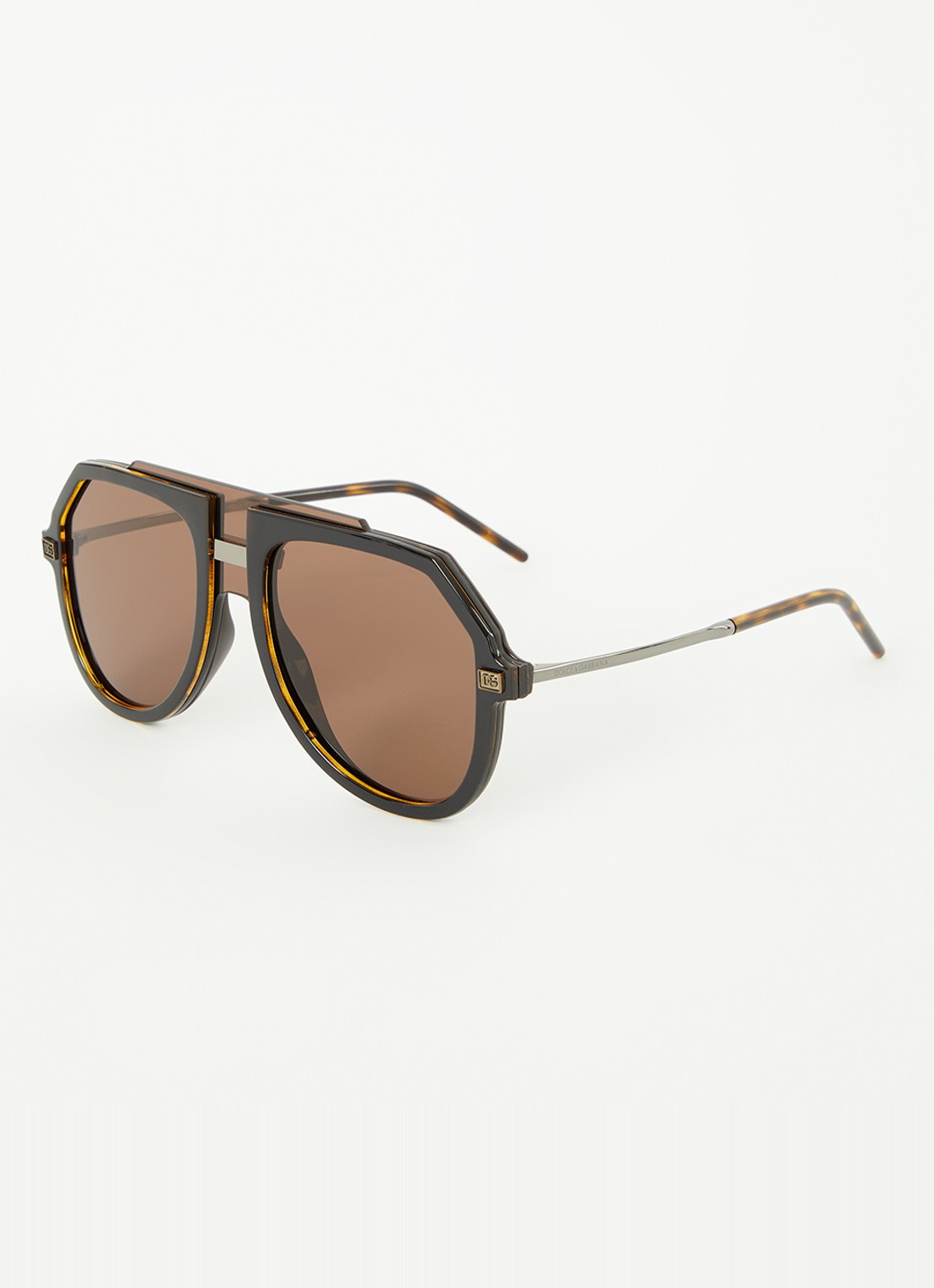Dolce & Gabbana Piloten zonnebril DG6195   - voorkant donkerbruin