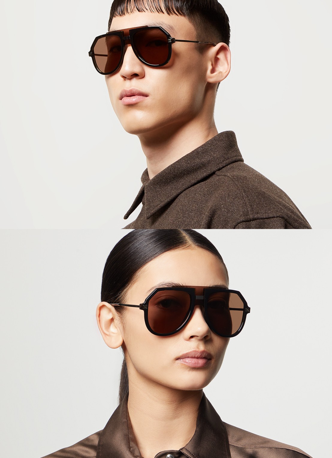 Dolce & Gabbana Piloten zonnebril DG6195   - voorkant 2 donkerbruin