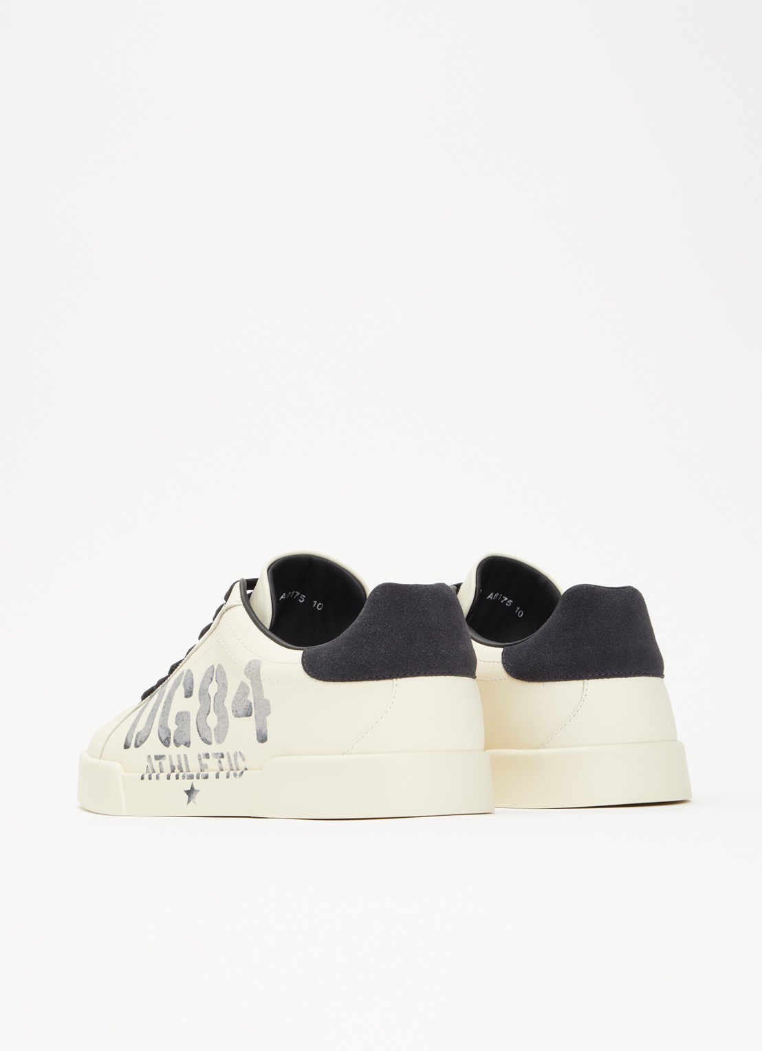 Dolce & Gabbana Portofino sneaker van kalfsleer met logo - achterkant 3 creme