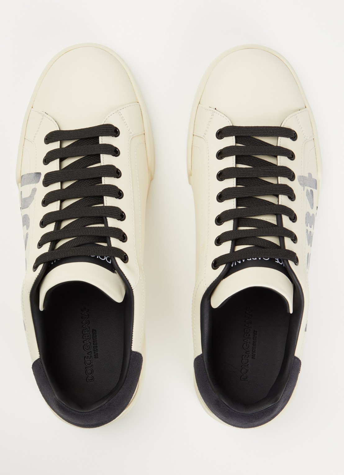 Dolce & Gabbana Portofino sneaker van kalfsleer met logo - detail 5 creme