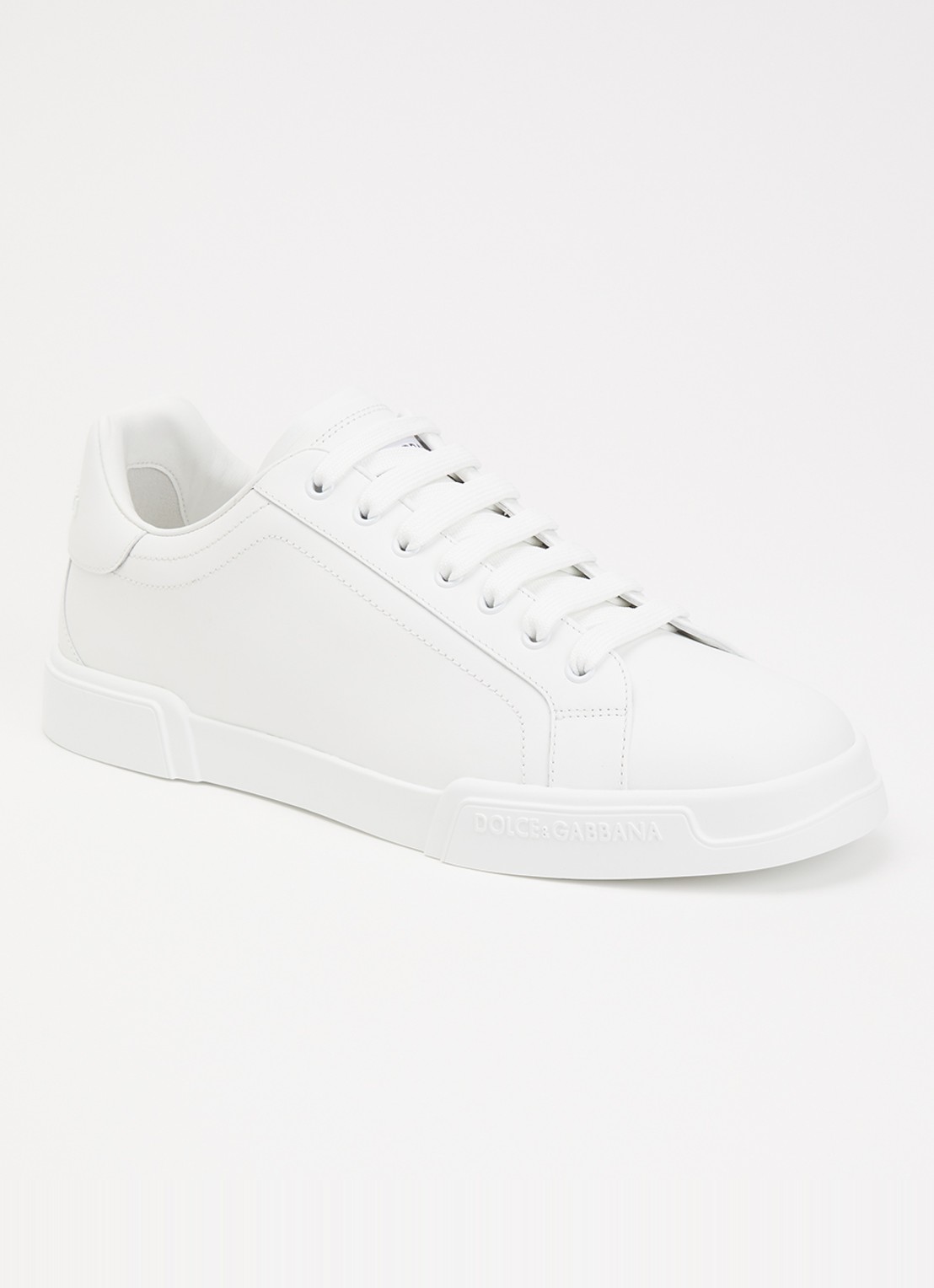 Dolce & Gabbana Portofino sneaker van kalfsleer - voorkant gebroken wit