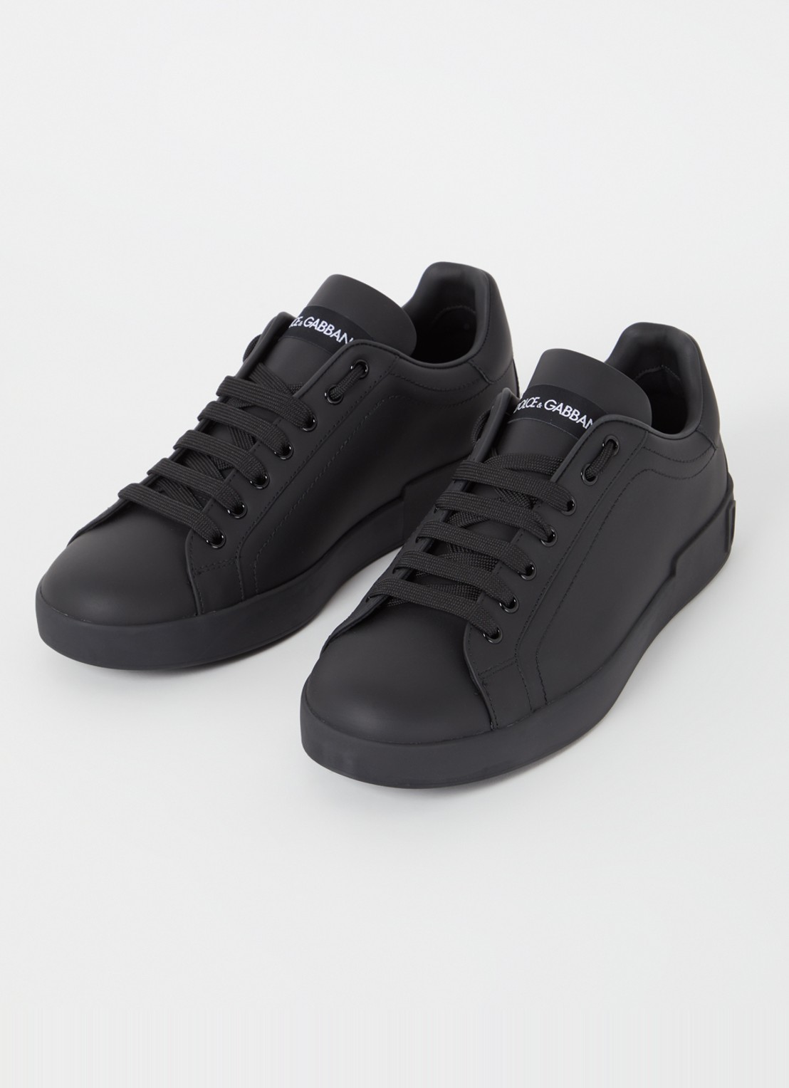 Dolce & Gabbana Portofino sneaker van kalfsleer - detail zwart