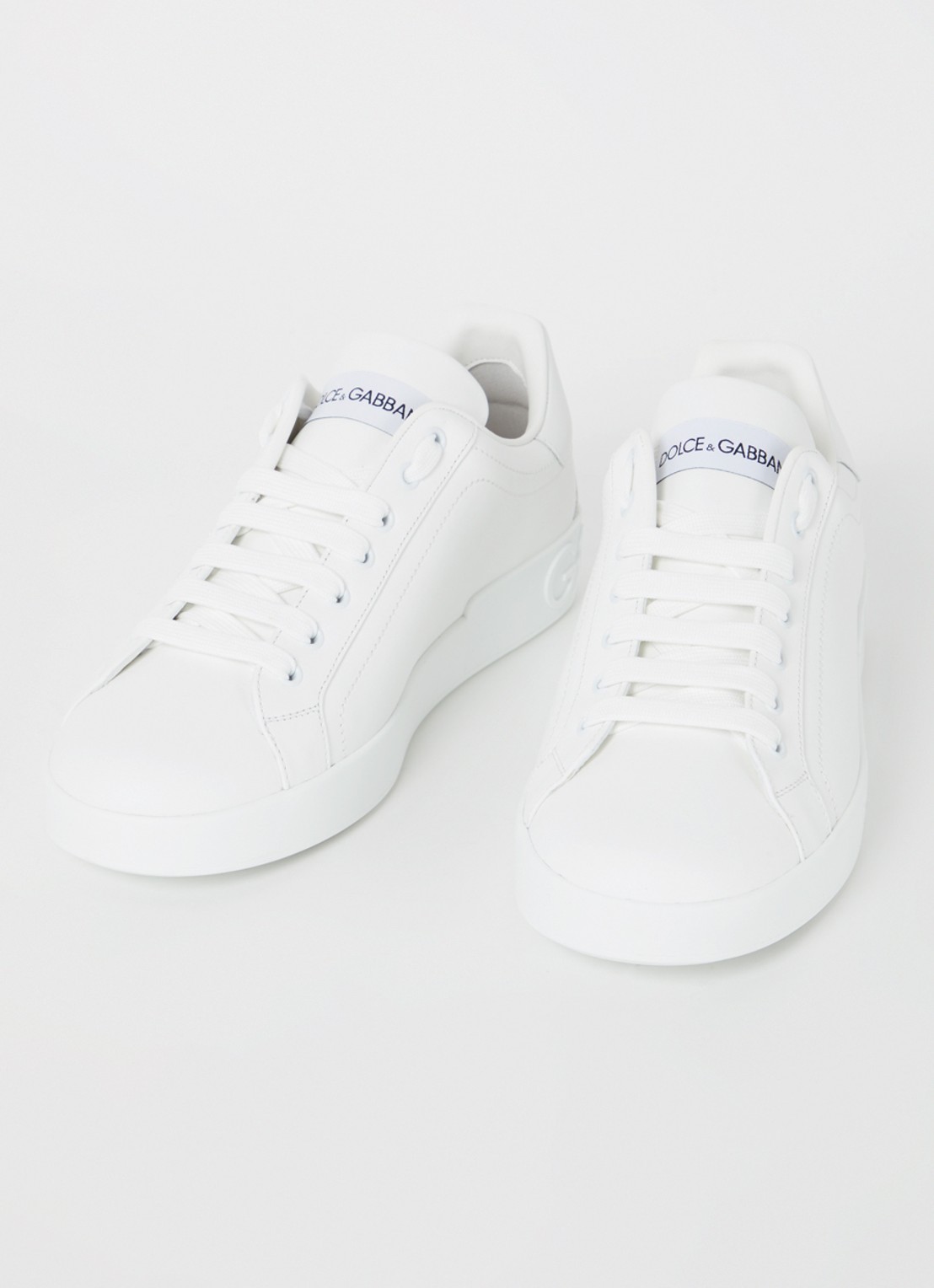 Dolce & Gabbana Portofino sneaker van kalfsleer - detail wit