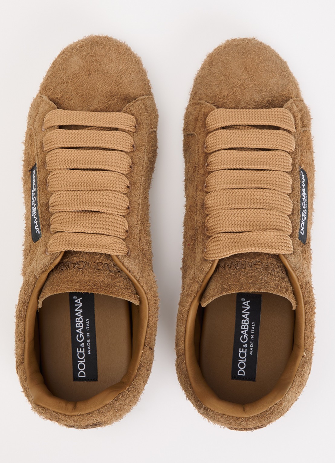 Dolce & Gabbana Portofino sneaker van kalfssuède met logo - detail 2 camel