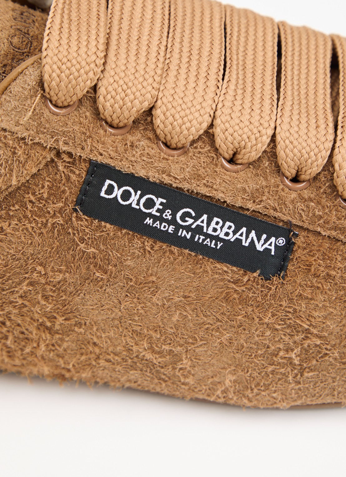 Dolce & Gabbana Portofino sneaker van kalfssuède met logo - detail 4 camel