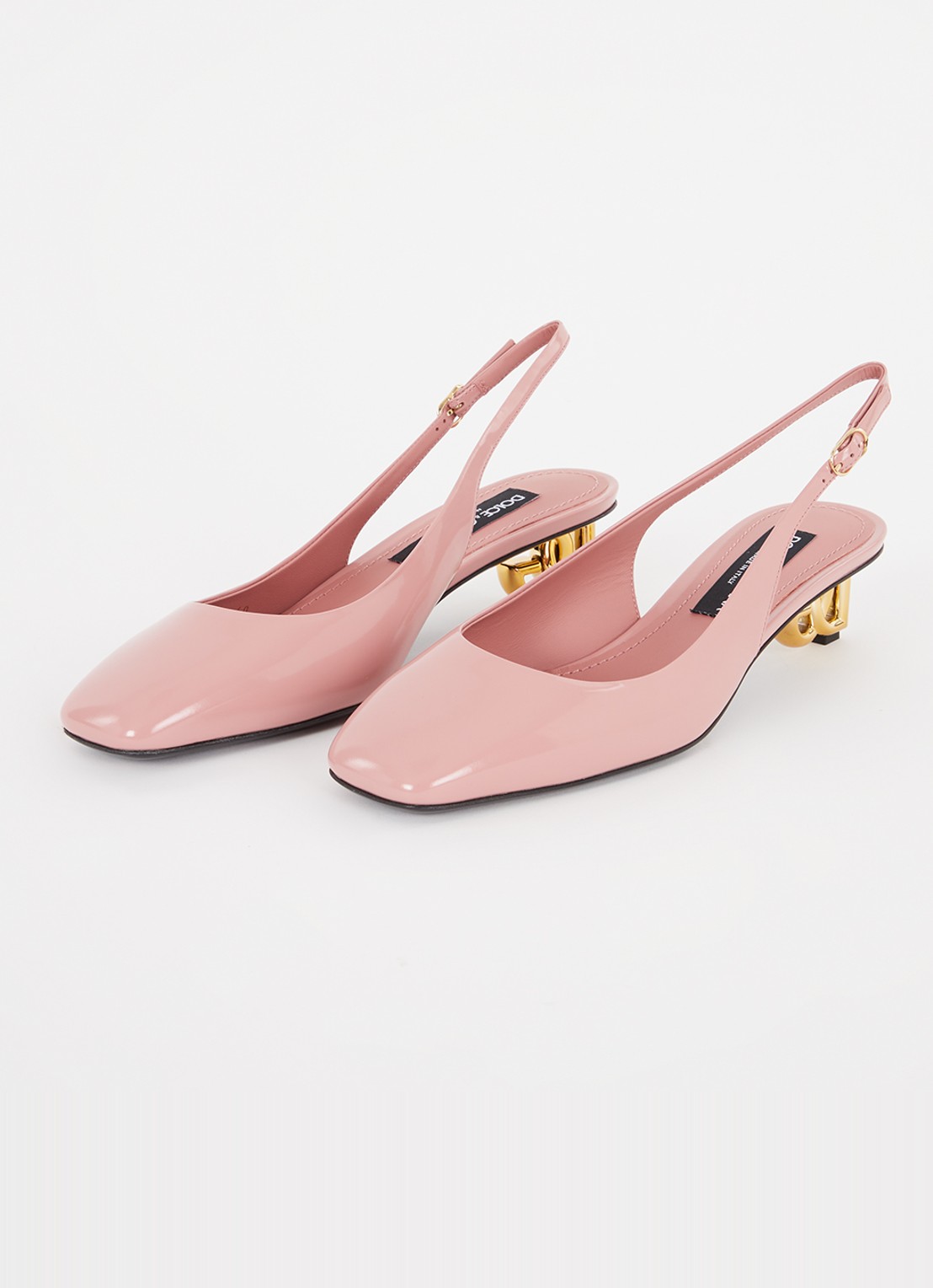 Dolce & Gabbana Slingback van kalfsleer met lakfinish - detail 3 zalmroze