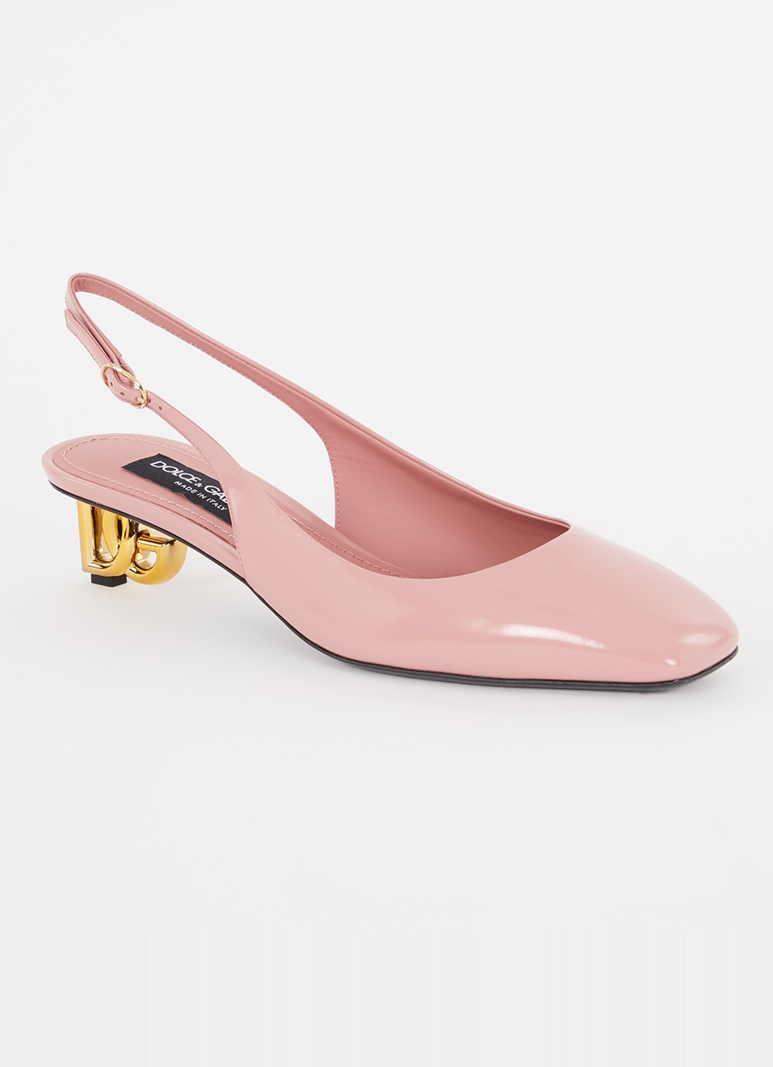 Dolce & Gabbana Slingback van kalfsleer met lakfinish - voorkant zalmroze