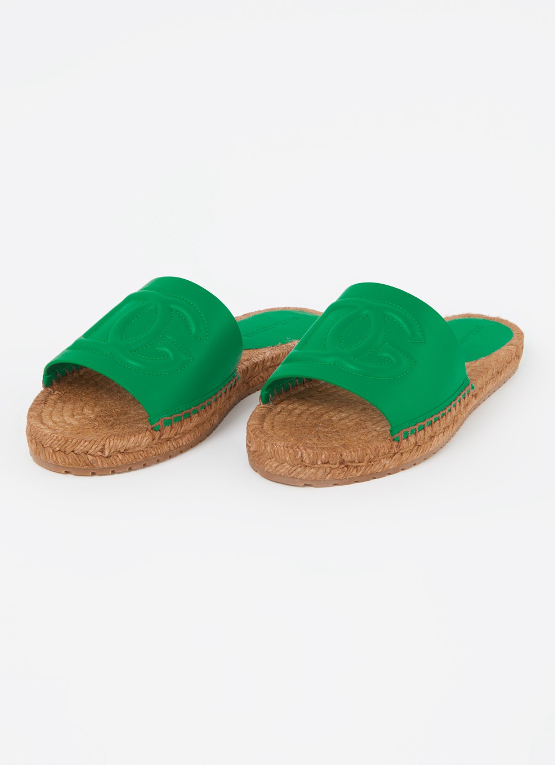 Dolce & Gabbana Vitello slipper van leer met logo - detail groen