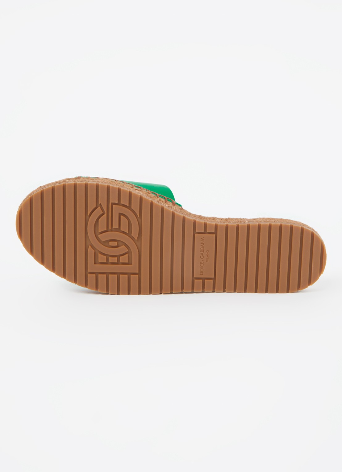 Dolce & Gabbana Vitello slipper van leer met logo - detail 5 groen