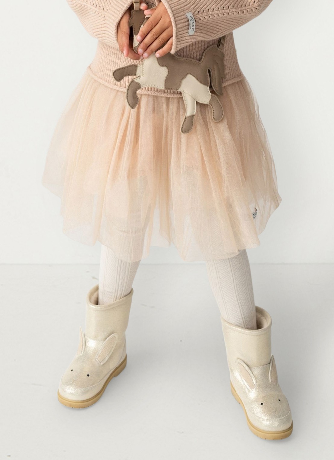 Donsje Amsterdam Aly ribgebreide maillot in katoenblend - voorkant 3 beige