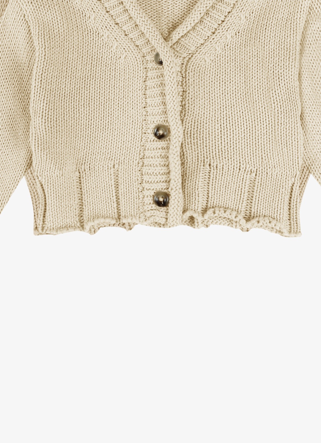 Donsje Amsterdam Amelot grofgebreid vest  - detail 3 parelmoer