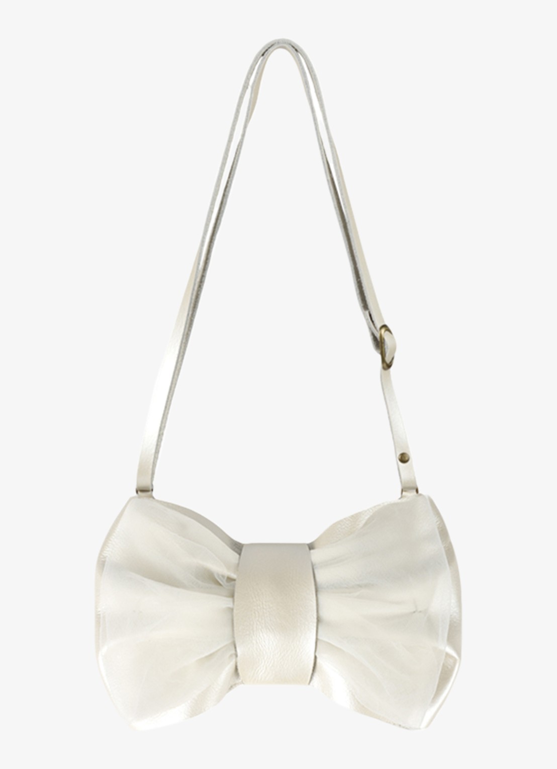 Donsje Amsterdam Angeline crossbodytas met tule - achterkant 3 gebroken wit