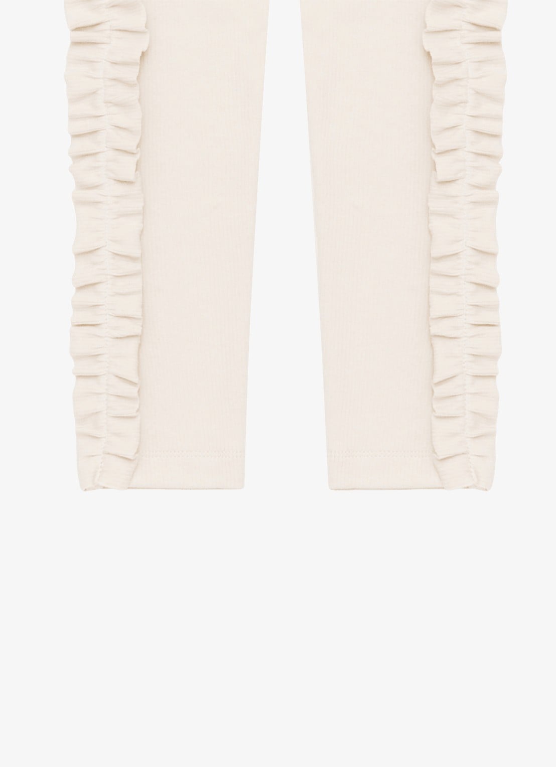 Donsje Amsterdam Audun ribgebreide leggings met applicatie - detail beige