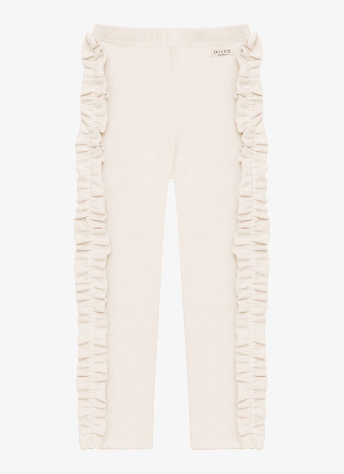 Donsje Amsterdam Audun ribgebreide leggings met applicatie - voorkant 2 beige