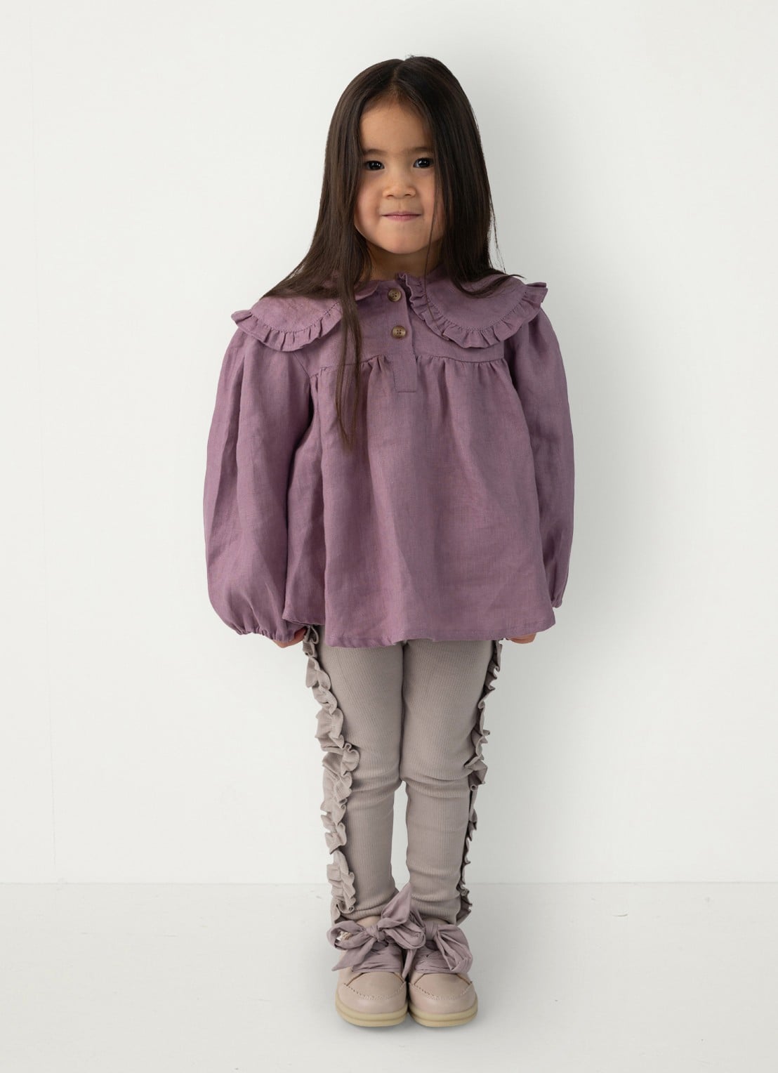 Donsje Amsterdam Audun ribgebreide leggings met applicatie - voorkant 2 grijs