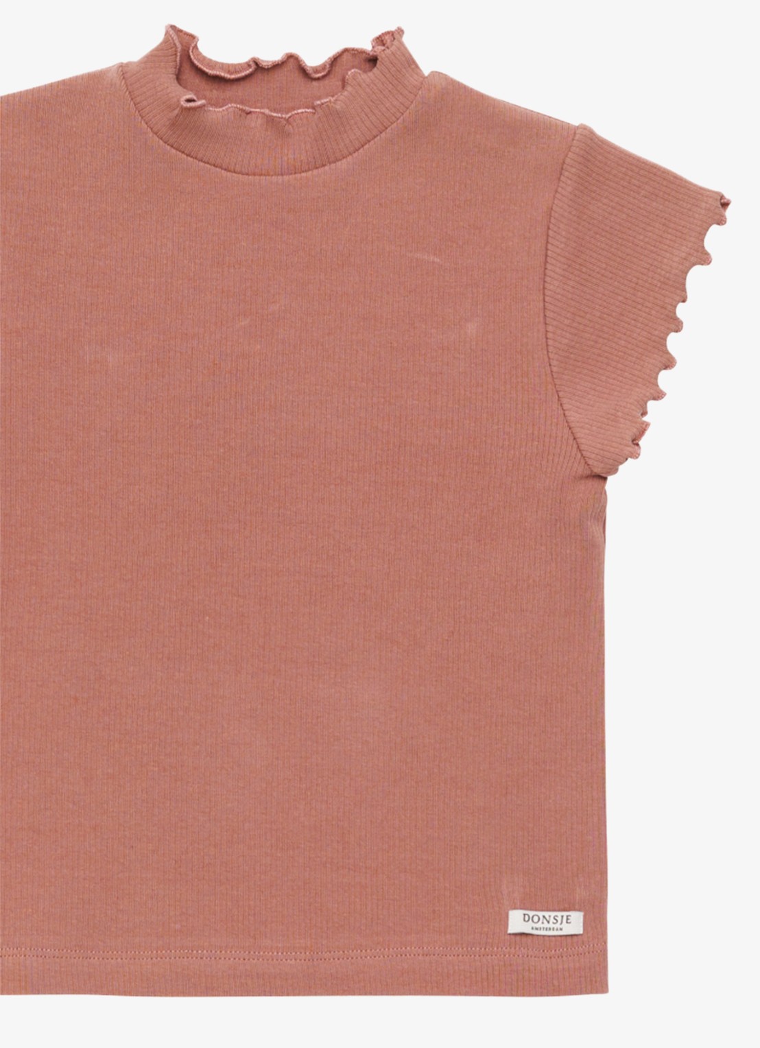 Donsje Amsterdam Aurore t-shirt met opstaande kraag - detail 2 oudroze