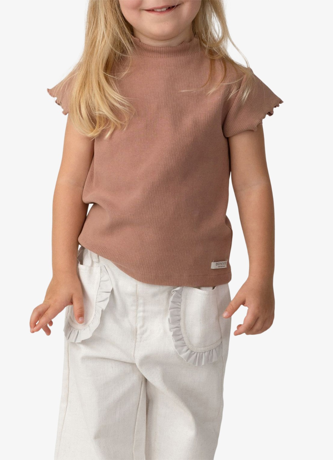 Donsje Amsterdam Aurore t-shirt met opstaande kraag - voorkant 4 oudroze