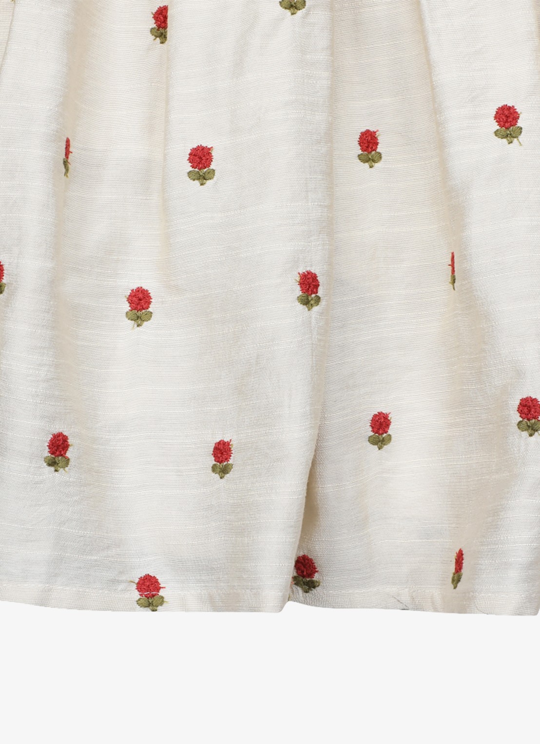 Donsje Amsterdam Camilla Red Roses jurk met pofmouw - detail 6 zand