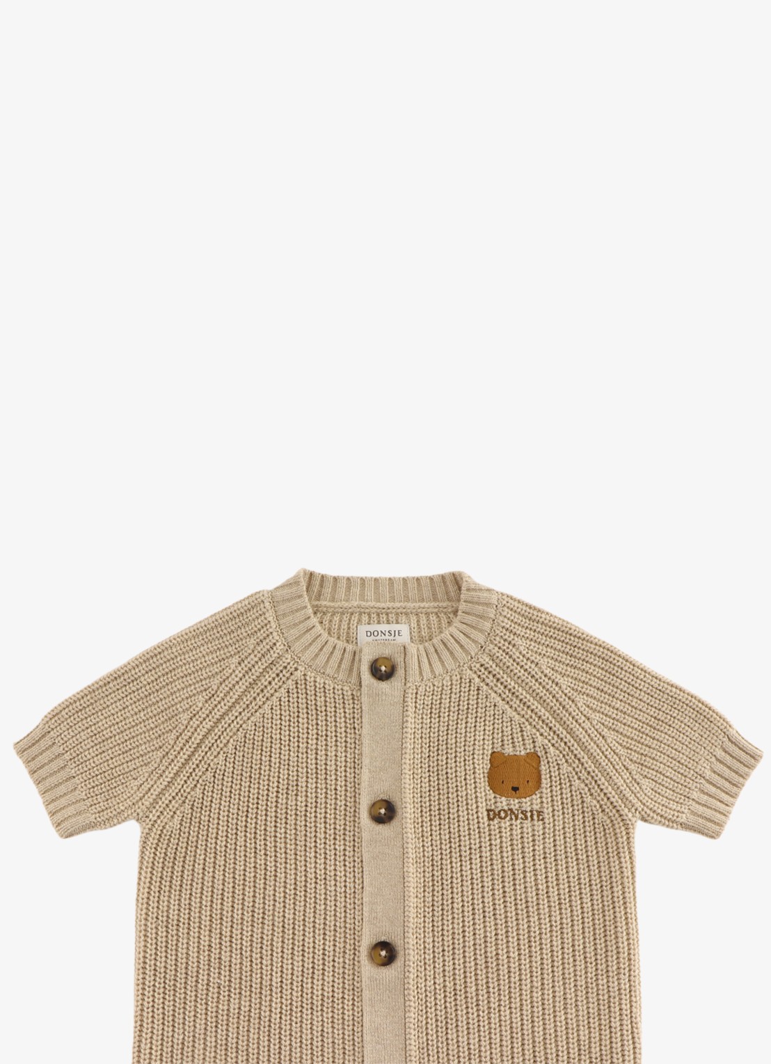 Donsje Amsterdam Dantje grofgebreide jumpsuit met borduring - detail 4 beige