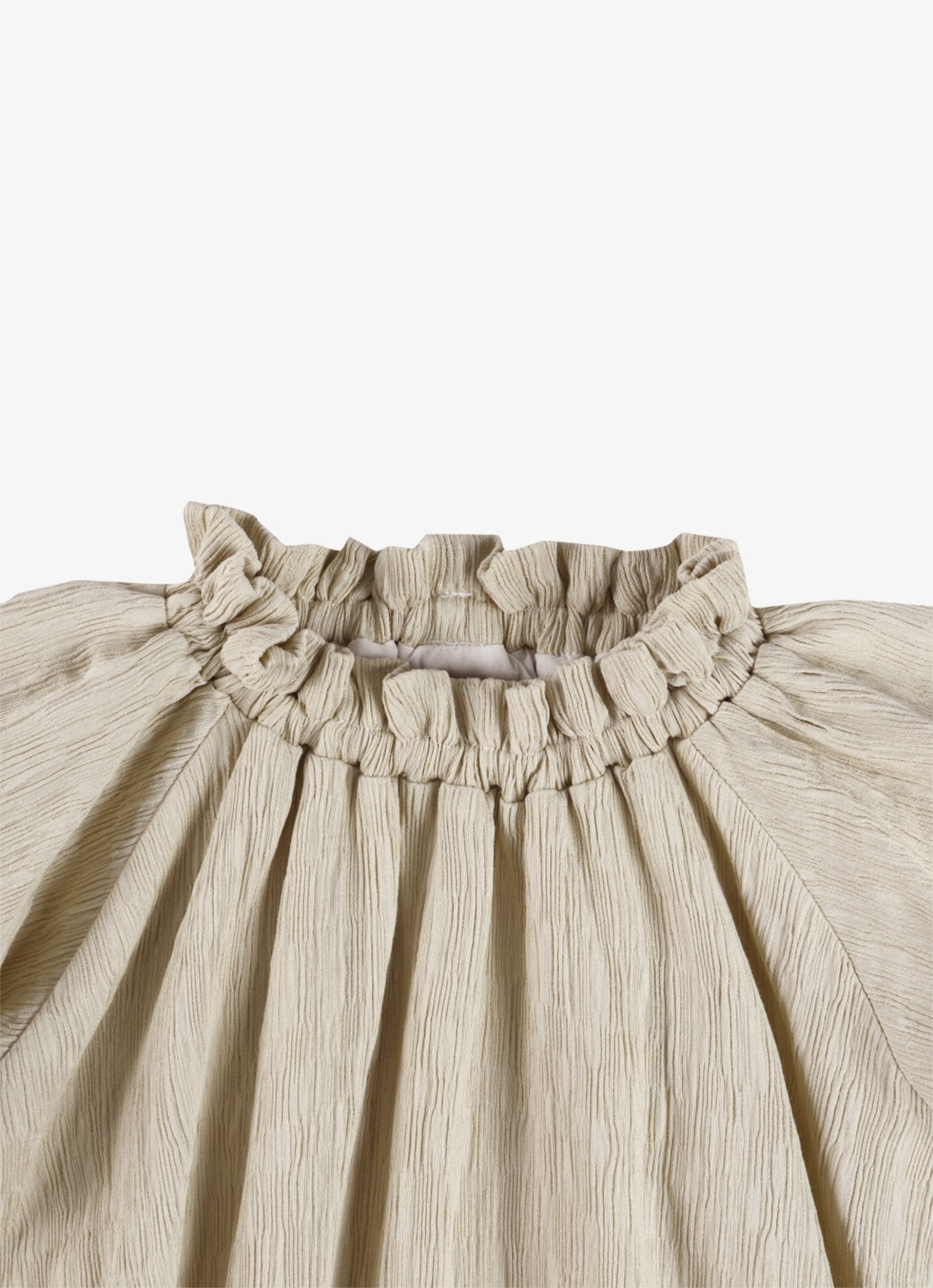 Donsje Amsterdam Dilan jurk met pofmouwen - detail 2 taupe