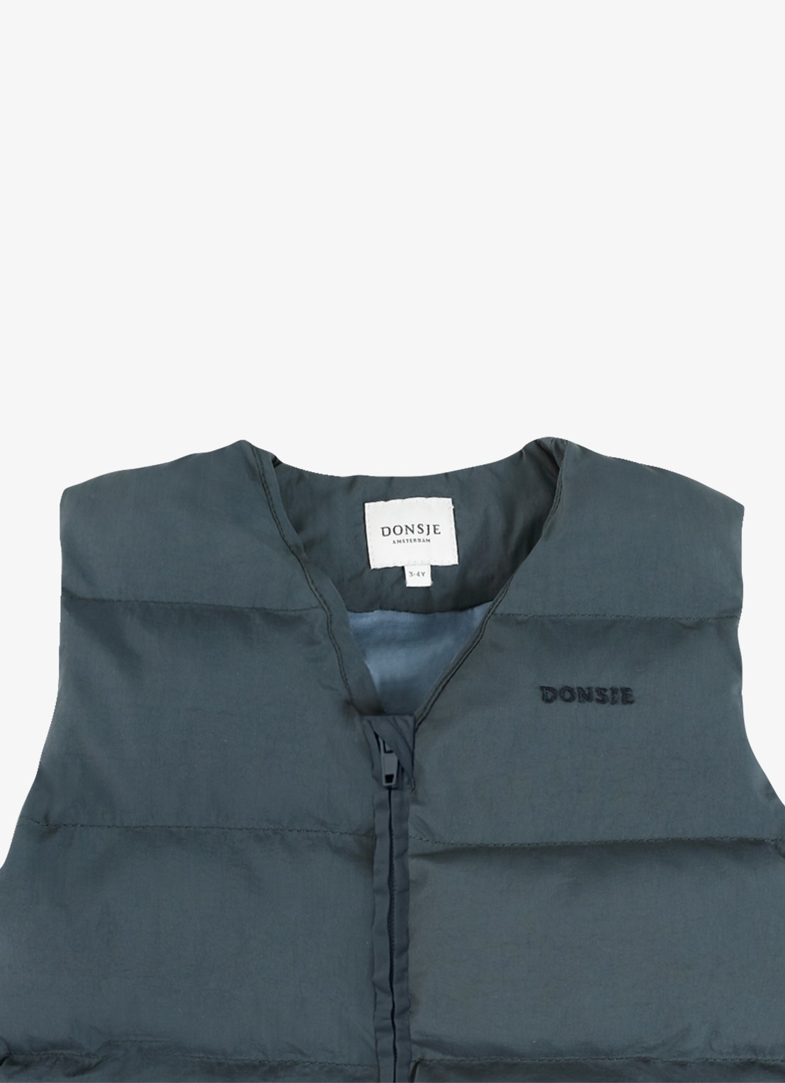 Donsje Amsterdam Dimri bodywarmer met logo - detail 2 donkerblauw