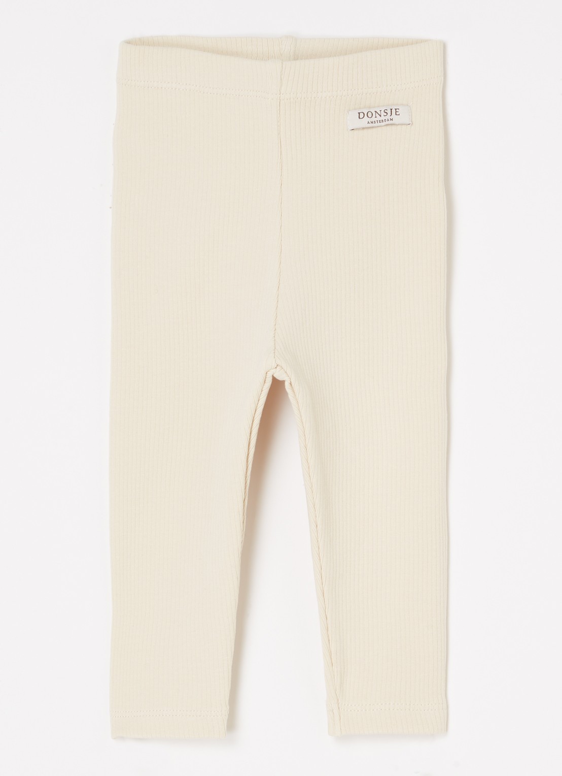 Donsje Amsterdam Ellie ribgebreide legging van  katoen - voorkant creme
