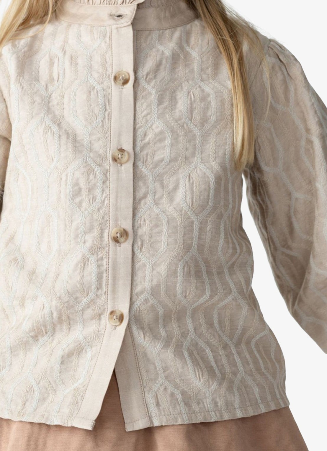 Donsje Amsterdam Fini blouse met structuur - voorkant 2 beige