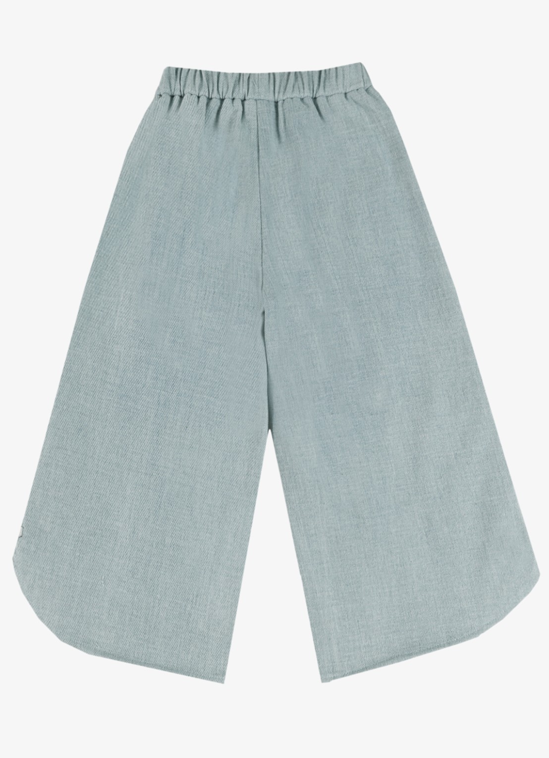 Donsje Amsterdam Hauke Stars wide fit broek van chambray - achterkant lichtblauw