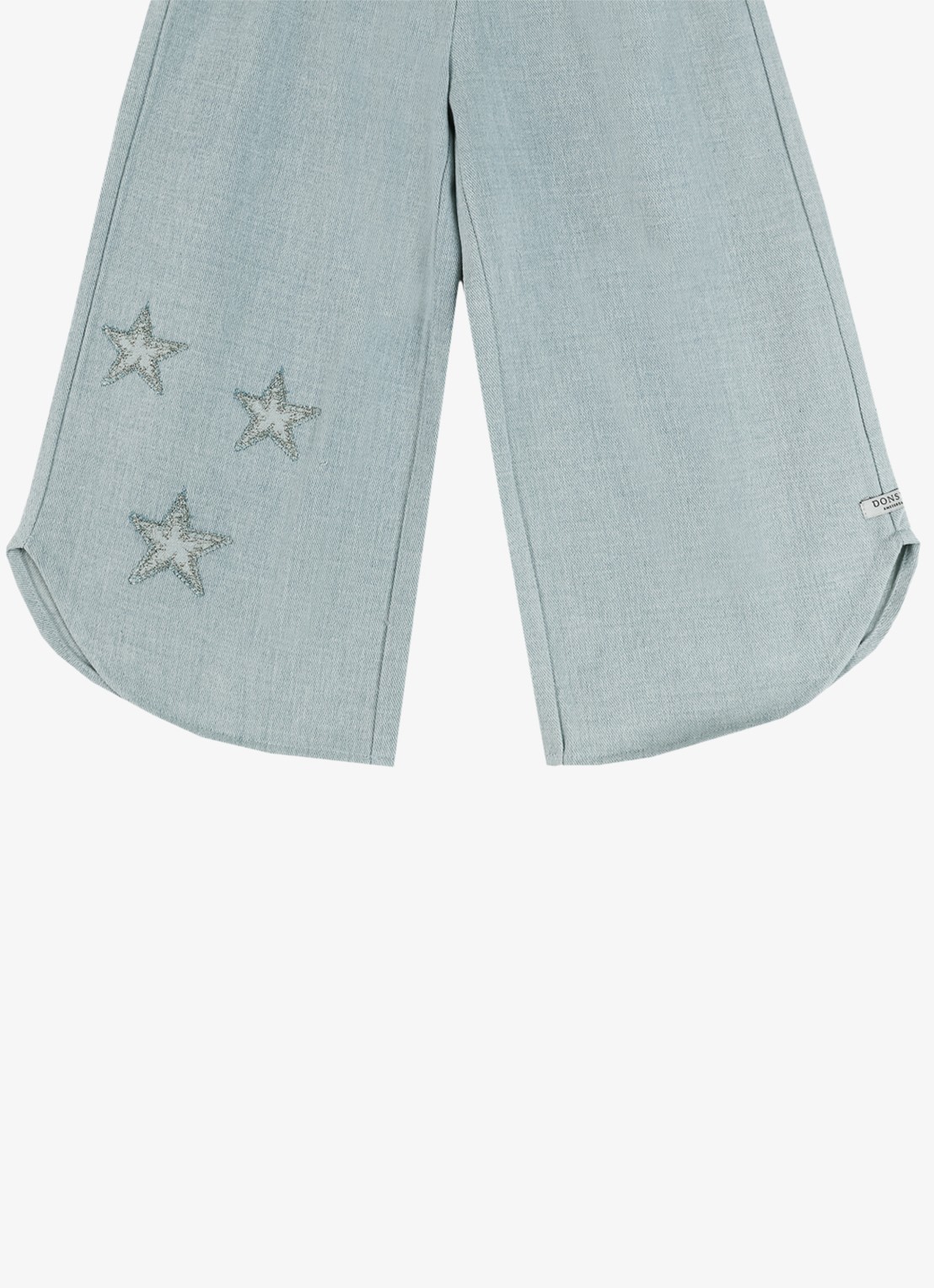 Donsje Amsterdam Hauke Stars wide fit broek van chambray - detail 5 lichtblauw