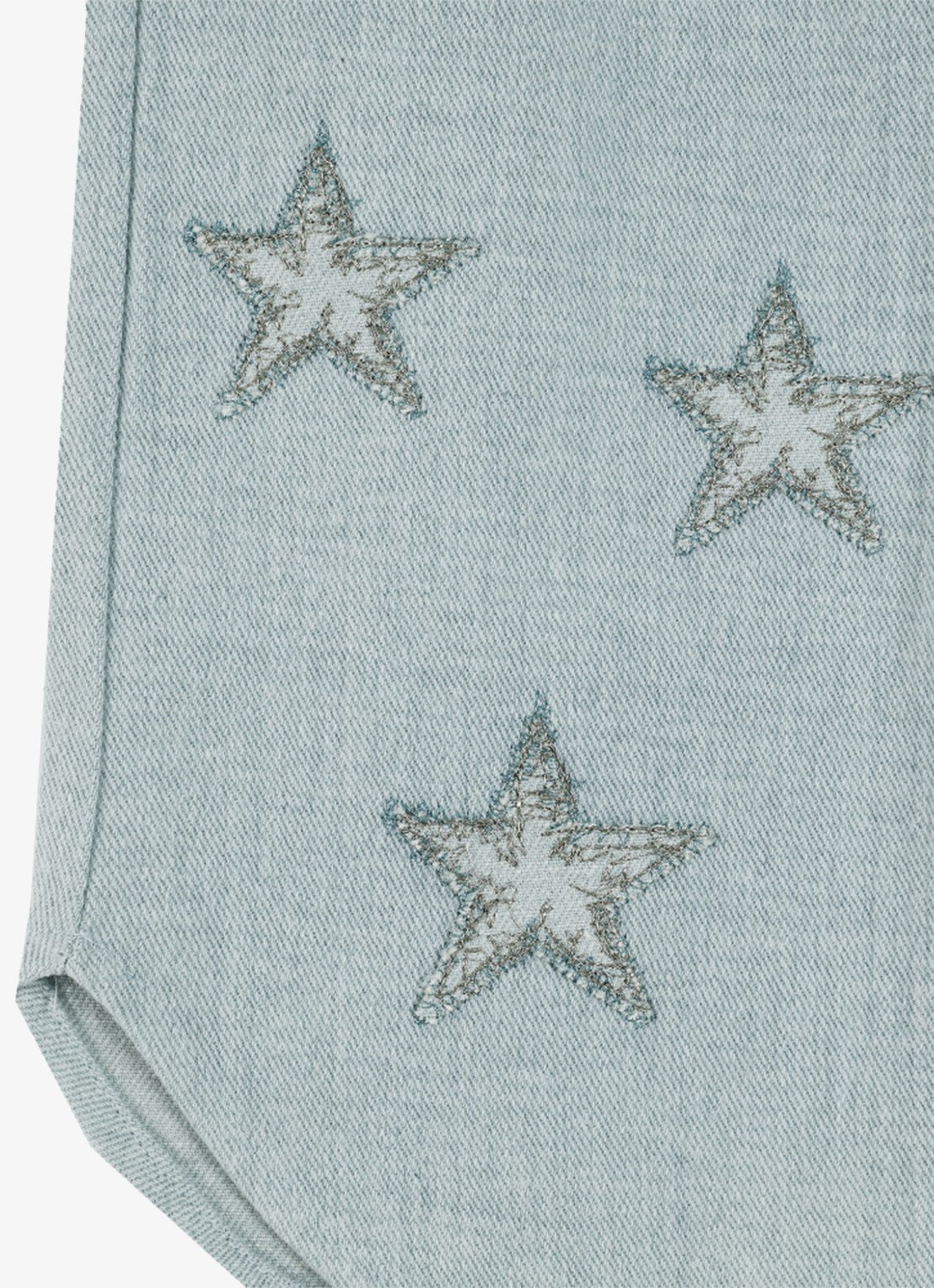 Donsje Amsterdam Hauke Stars wide fit broek van chambray - detail 6 lichtblauw