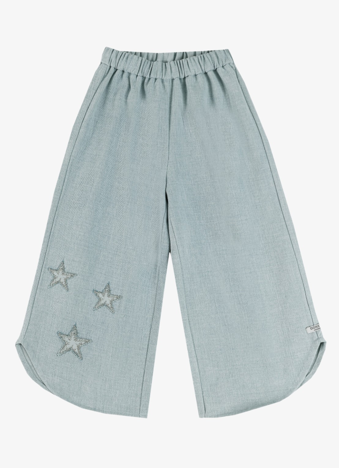Donsje Amsterdam Hauke Stars wide fit broek van chambray - voorkant 2 lichtblauw