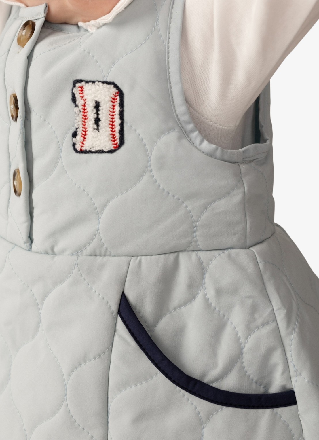 Donsje Amsterdam Ilsa jurk met quilt patroon - voorkant 6 lichtblauw
