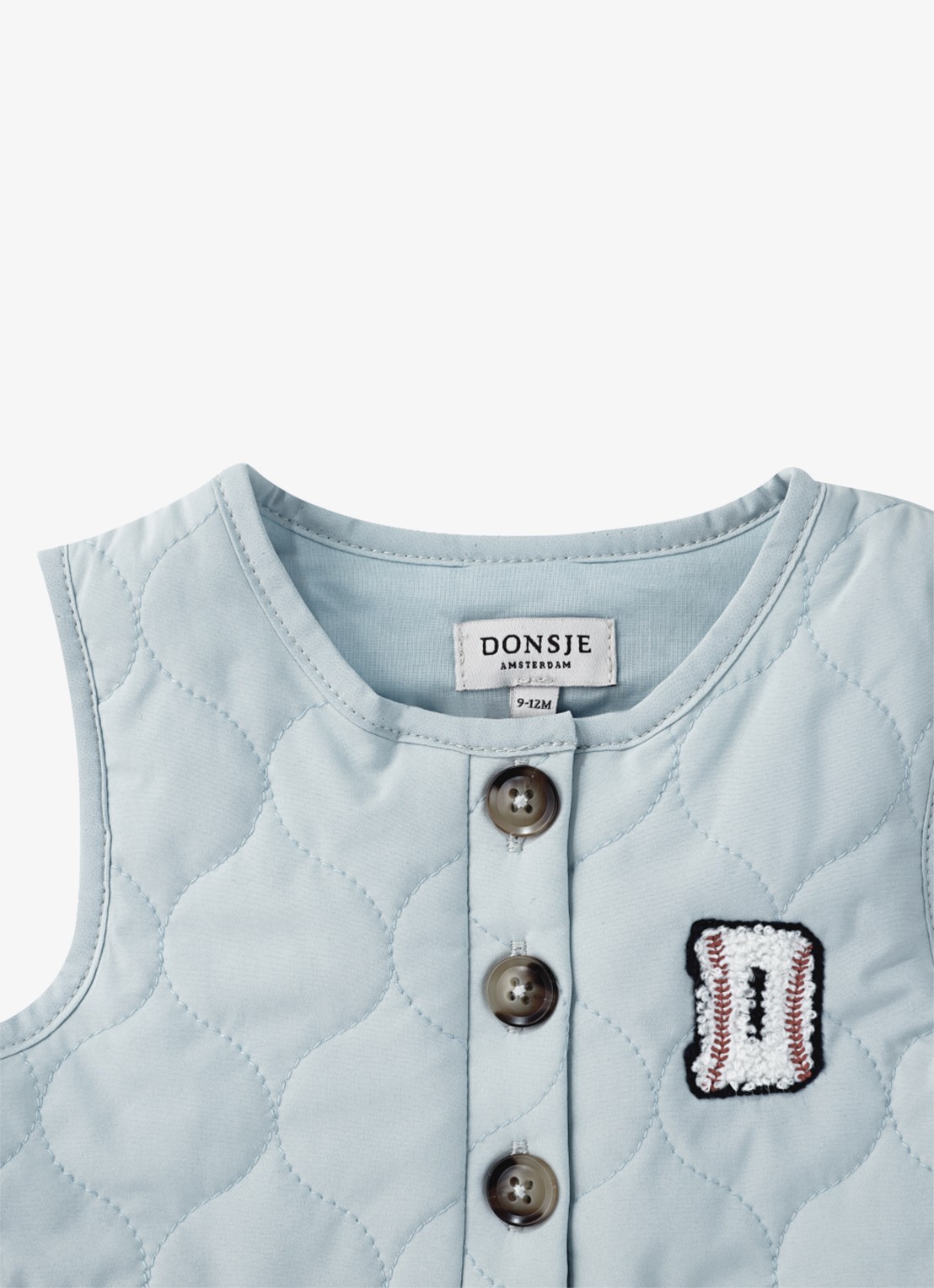 Donsje Amsterdam Ilsa jurk met quilt patroon - detail lichtblauw