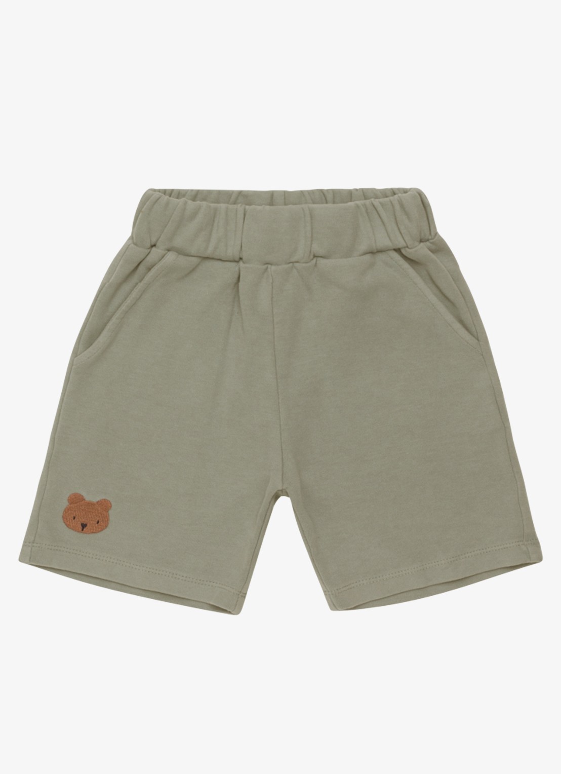 Donsje Amsterdam Ithri Bear straight fit korte joggingbroek van katoen - voorkant 6 groen