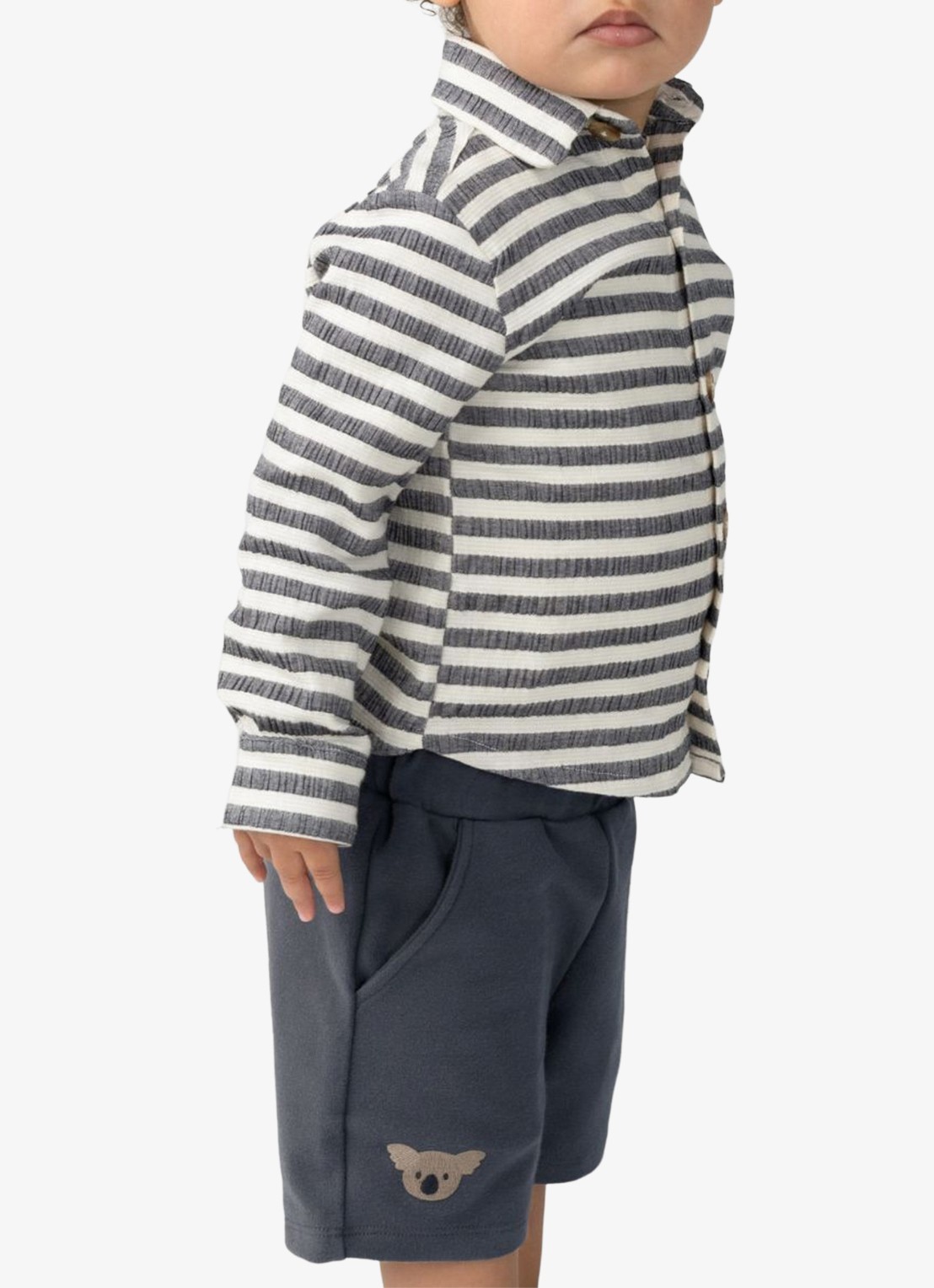 Donsje Amsterdam Ithri Koala straight fit korte joggingbroek van katoen - voorkant 7 donkerblauw